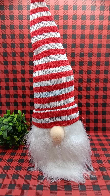 Red & White Striped Gnome Bottle Decor