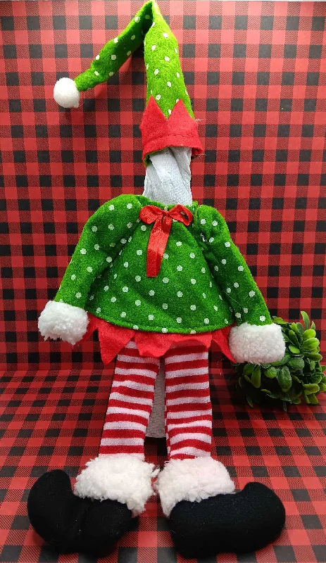 Santa's Helper Green Polka Dot Bottle Decor Outfit