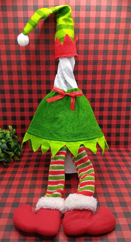 Santa's Helper Striped Bottle Decor Outfit