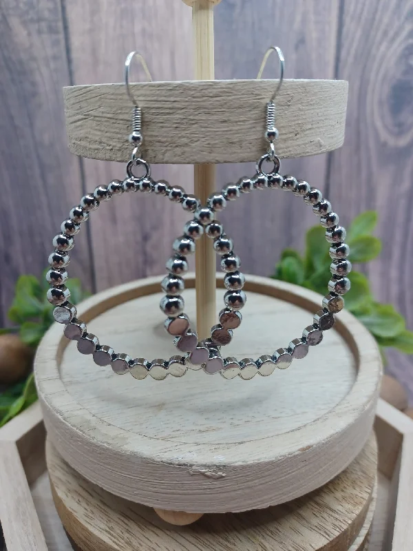Christmas Snowy Pathways Silver Circle Patterned Earrings