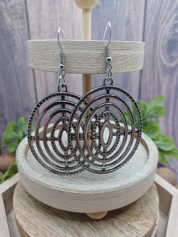 Christmas Baking Smells Silver Oval Designed Earrings