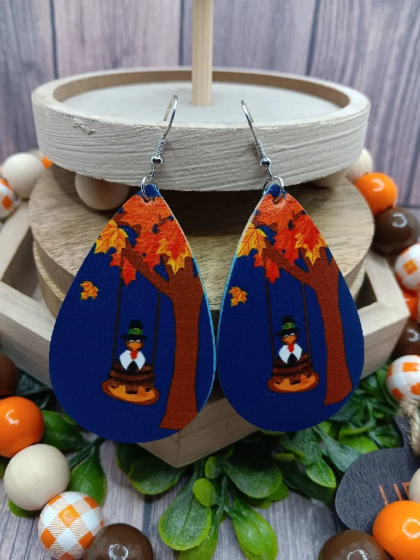 Thanksgiving Turkey Swinging Earrings