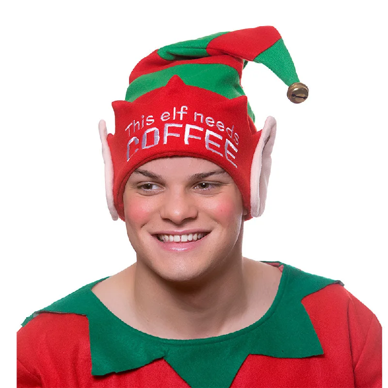 This Elf Needs Coffee Christmas Hat