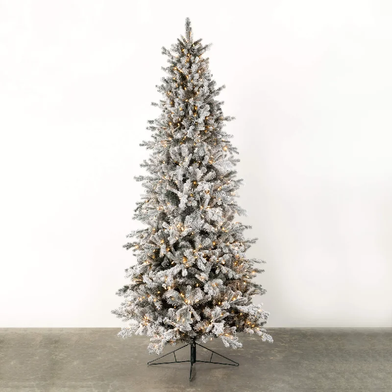 9' Lit Flocked Christmas Tree