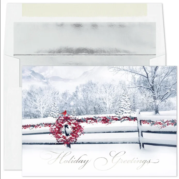 Trimmed in Scarlet Holiday Greetings Card