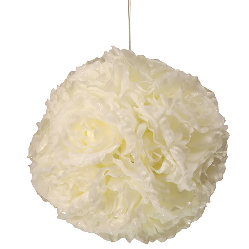 9" White Rose Hanging Ball