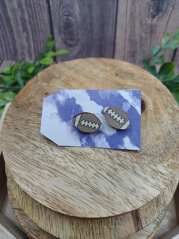 Wooden Football Earrings