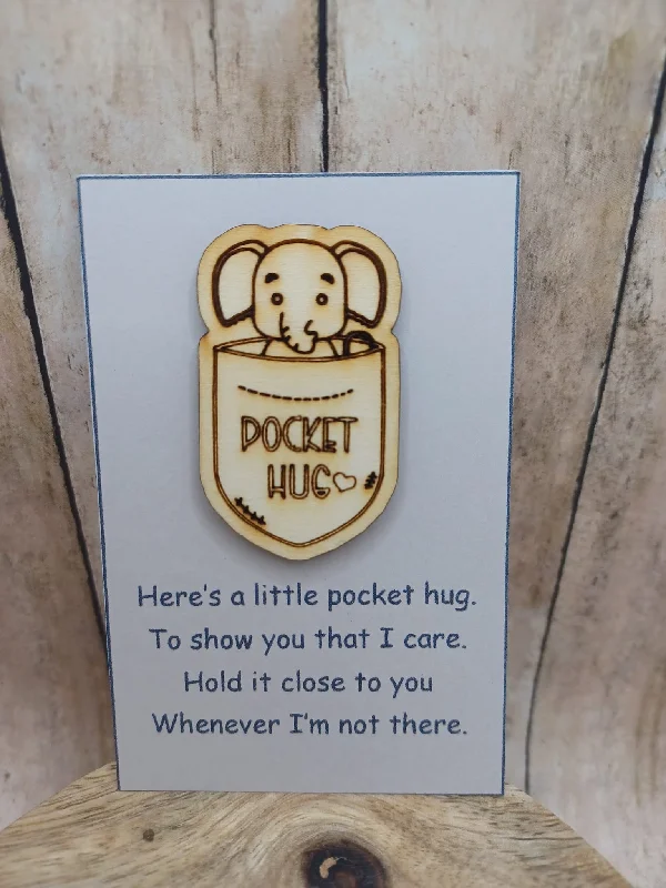 Christmas Candy Gift Wooden Pocket Hug - Elephant