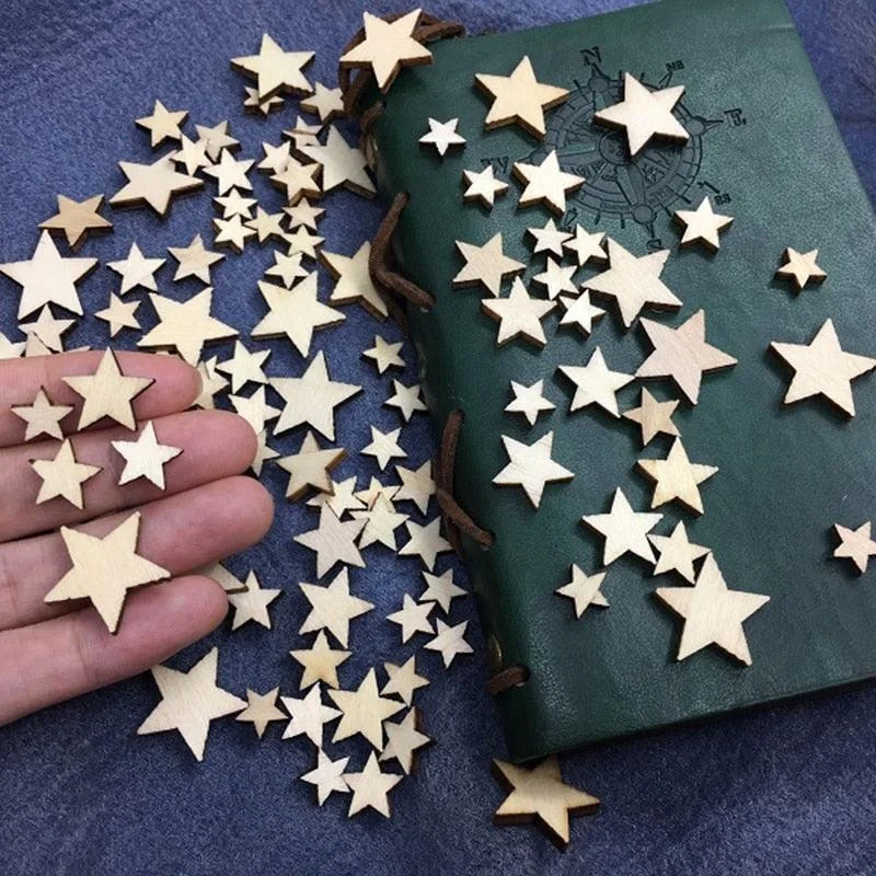 Christmas Holly Wreath Wooden Stars Christmas Ornaments