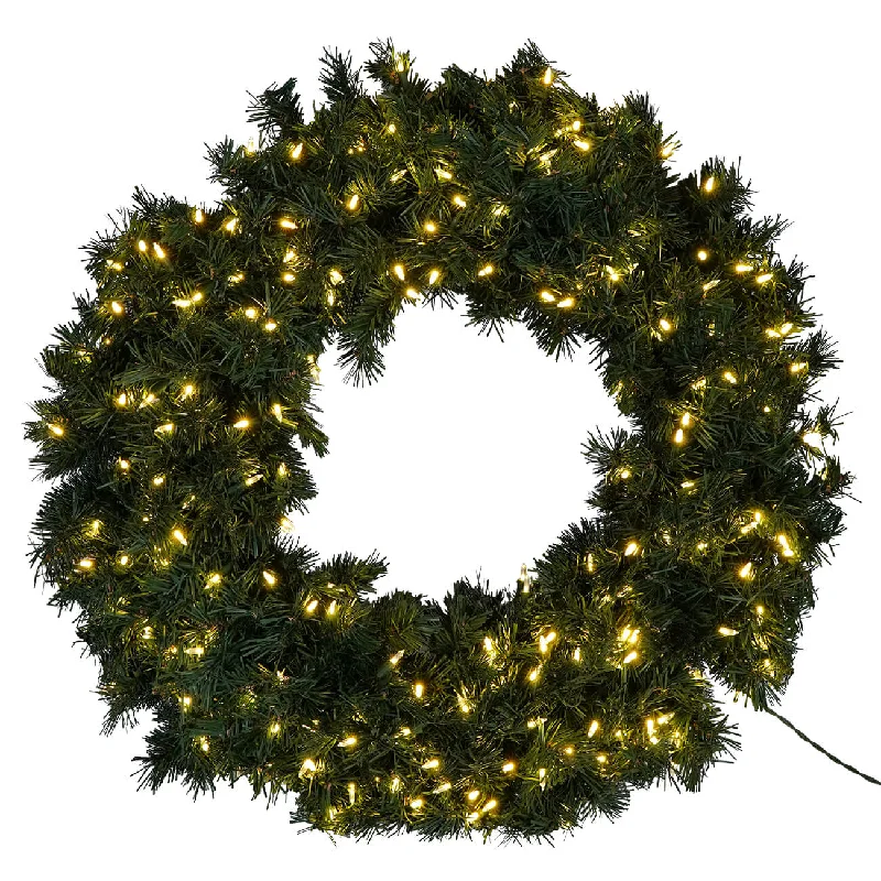 36" Lighted Aspen Spruce Wreath With 350 Tips & 200 Warm White LED Lights