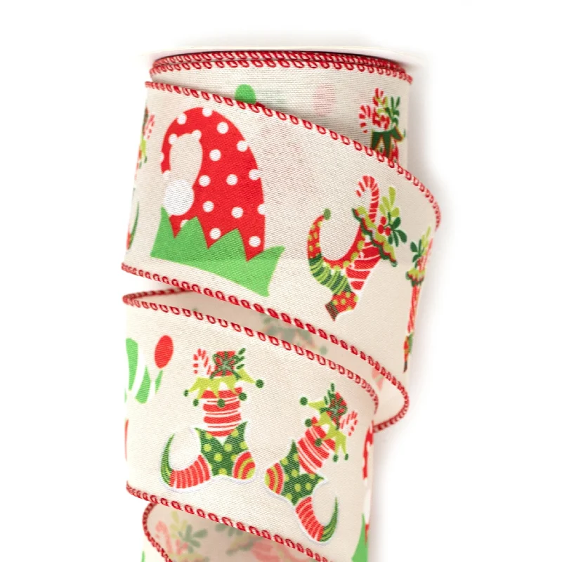 Christmas Holly Wreath 63mm x 9M Elf Wired Ribbon 6309015