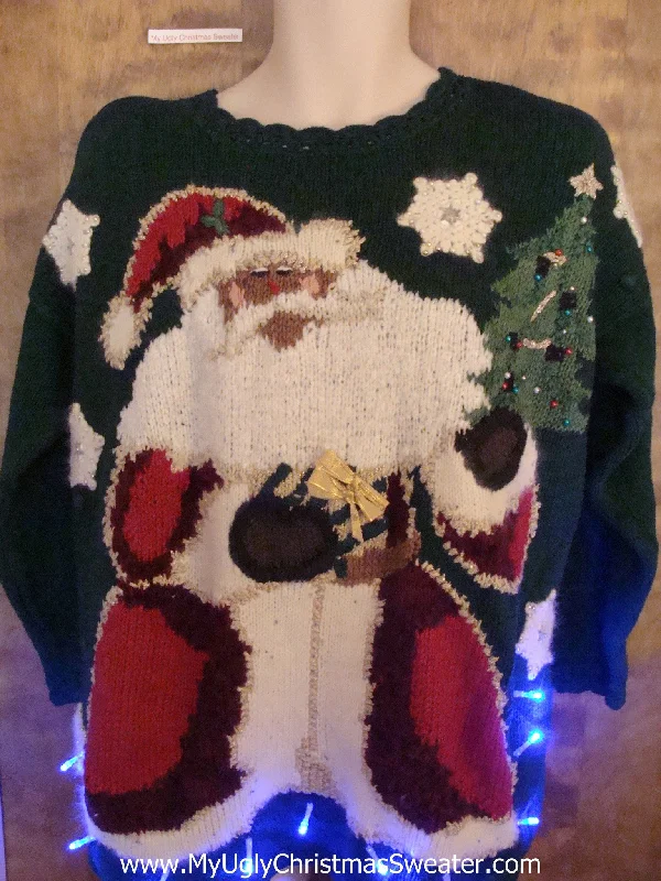 Christmas Tree Angel BEST 80s Huge Santa Christmas Sweater with Lights