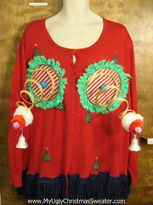 Christmas Sleigh Ride Big Size Red Naughty Ugly Christmas Sweater