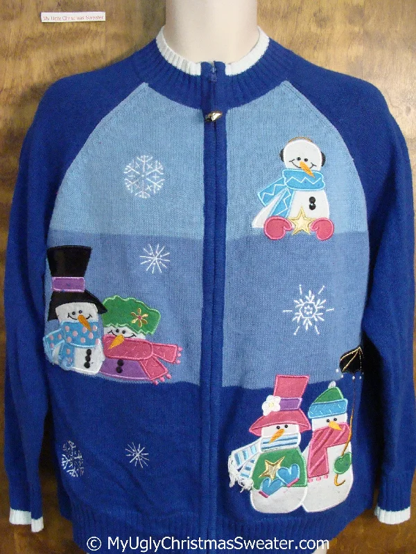 Christmas Star Tree Topper Blue and Pink Christmas Sweater with Snowman