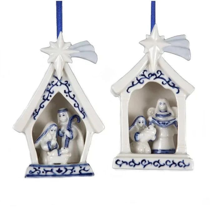 Blue Delft Porcelain Holy Family Ornament