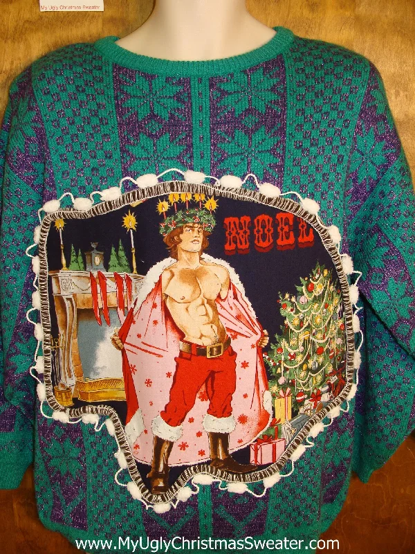 Christmas Star Decorations Blue Nordic Snowflakes Hottie Guy Ugly Christmas Sweater