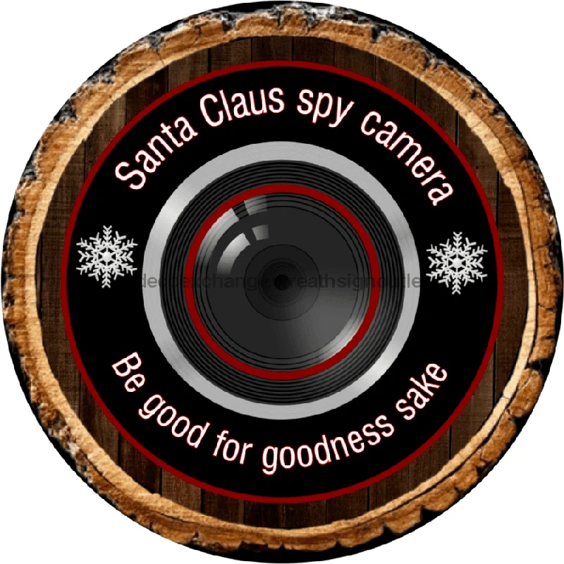 Christmas Sign, Santa Cam, Sign VINYL-DECOE-841, Sign For Wreath, 10" Vinyl Round