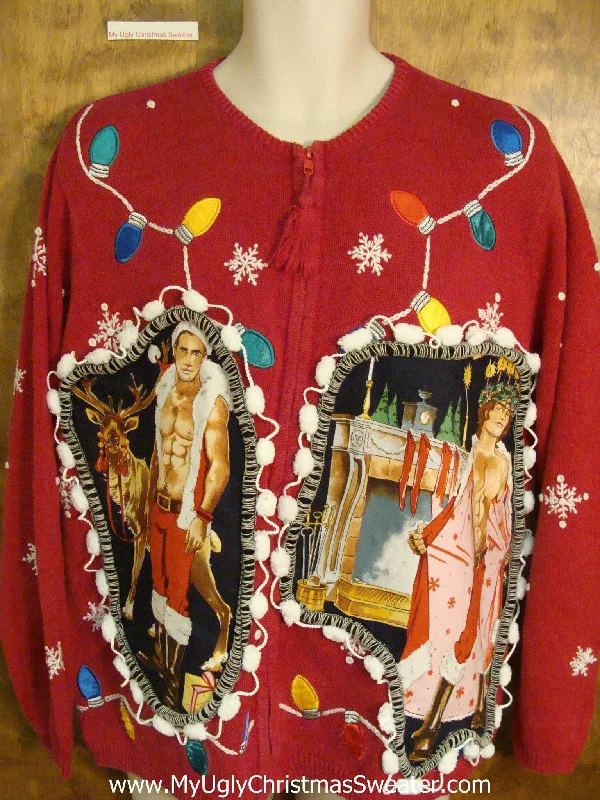 Christmas Sleigh Ride Colorful Festive Hottie Guy Ugly Christmas Sweater