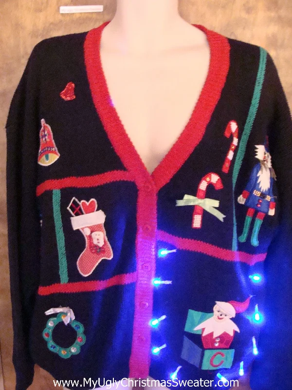 Christmas Snowy Windows Crazy 80s Fun Christmas Sweater with Lights