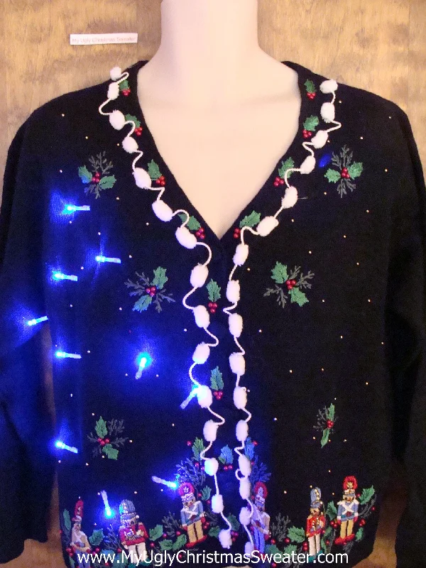 Christmas Holiday Songs Crazy Christmas Sweater with Lights with Nutcrackers