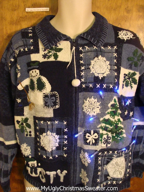 Christmas Candy House Crazy FROSTY Christmas Sweater with Lights