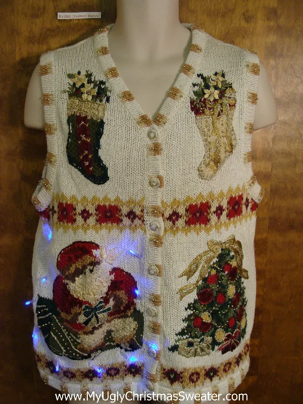 Christmas Jolly Good Time Crazy Horrible Christmas Sweater Vest with Lights