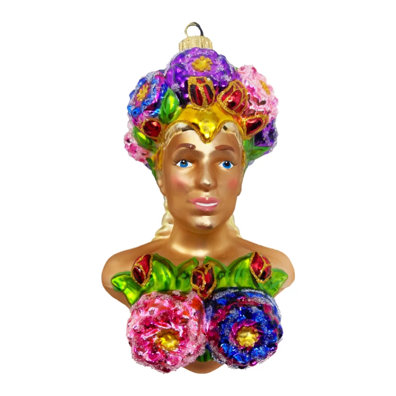 Christmas Glitter Decor Eden Spring Beauty Blown Glass Christmas Ornament