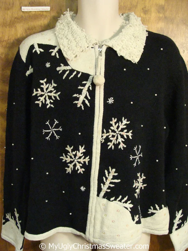 Christmas Gingerbread House Festive Black and White Christmas Sweater