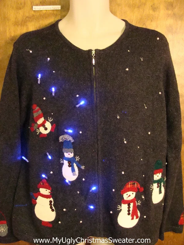 Christmas Gifting Fun Floating Snowmen Light Up Cheesy Christmas Sweater