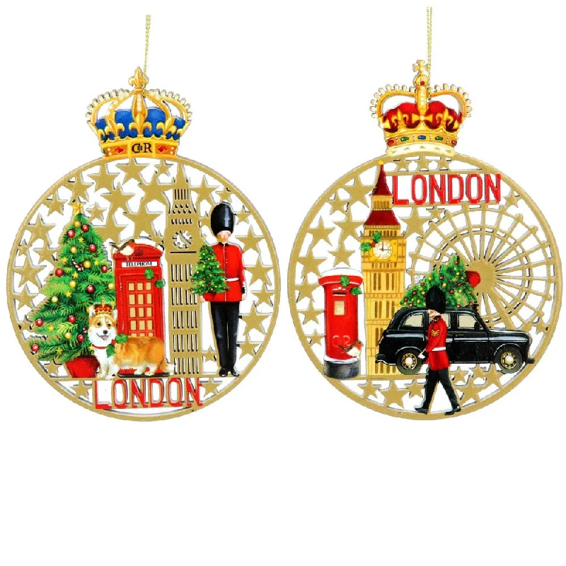 Fretwork London Scene Disc Wood Ornament