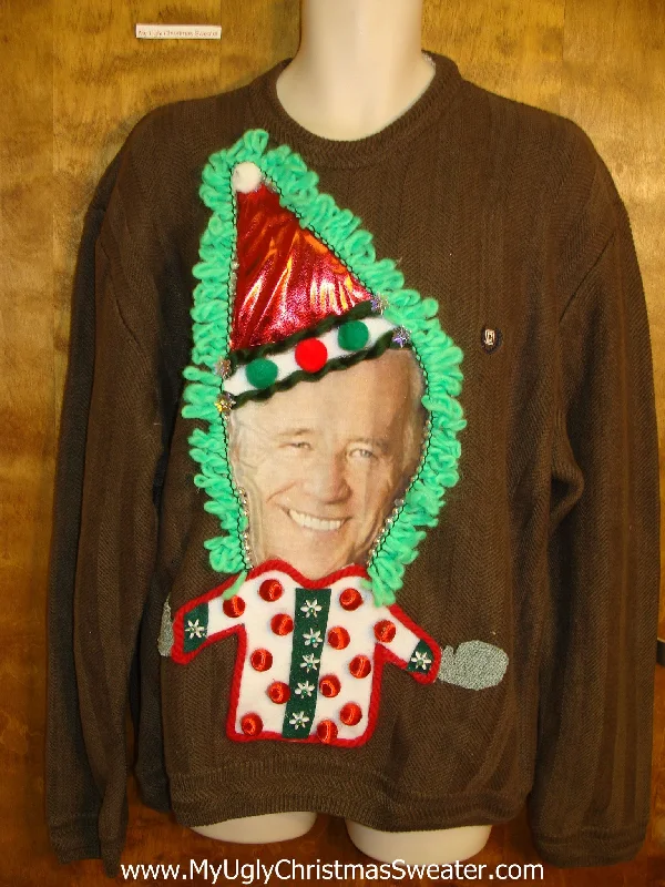 Christmas Gift Boxes Fun Mens Festive Biden Ugly Christmas Sweater