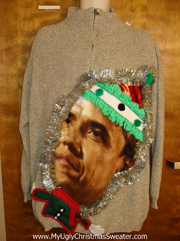 Christmas Jolly Time Fun Mens Festive Obama Ugly Christmas Sweater