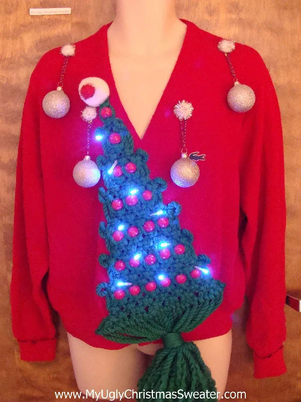 Christmas Cozy Decor Fun Mens Horrible Ugly Christmas Sweater with Macrame Tree