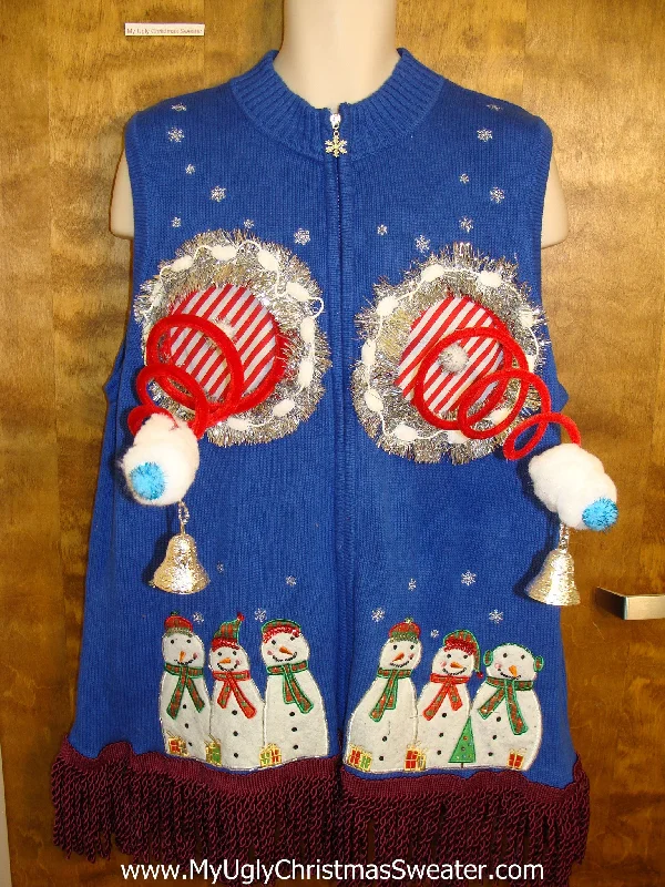 Christmas Baking Family Funny Snowmen Naughty Ugly Christmas Sweater Vest