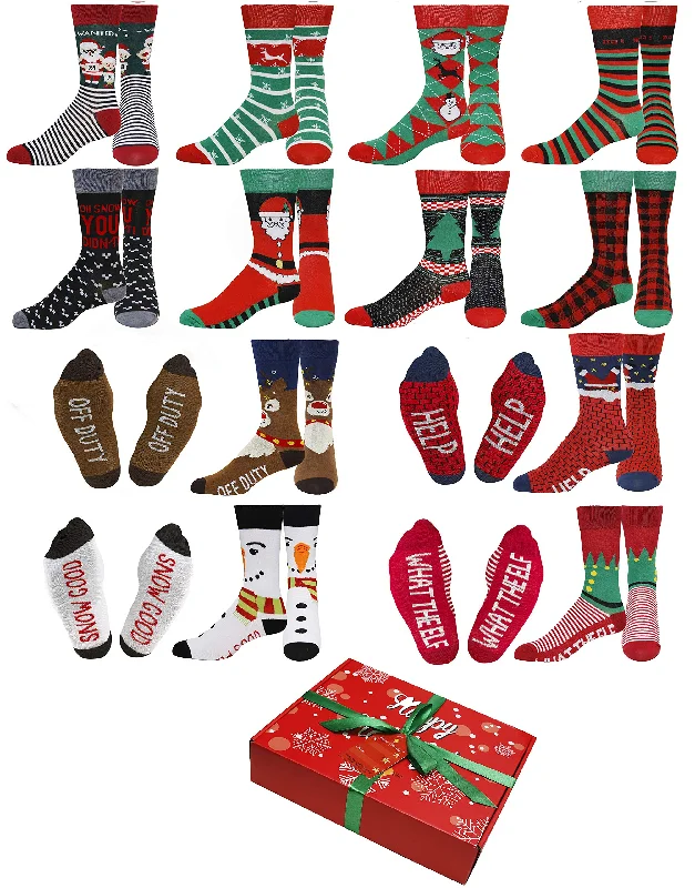 Gilbin's Mens Soft Stretchy Christmas Holiday Cool Casual Dress Socks, Assorted Designs Size 10-13