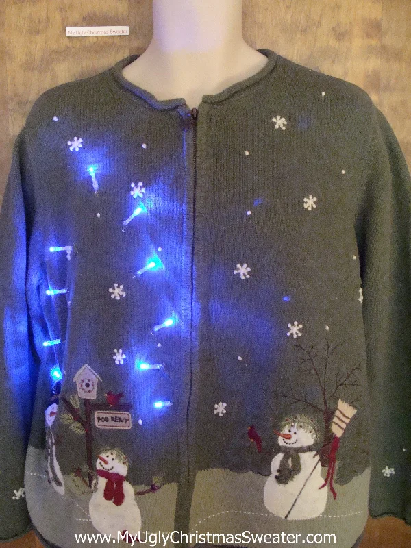 Christmas Family Traditions Green Crazy Christmas Sweater with Lights