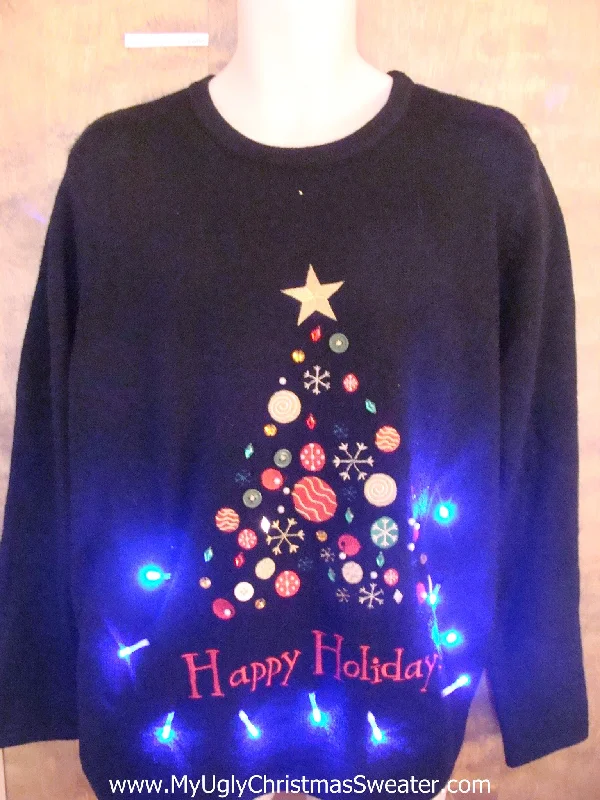 Christmas Snow Globe Happy Holidays Christmas Sweater with Lights