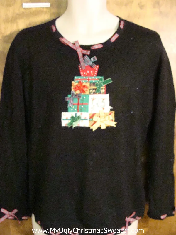 Christmas Holiday Songs Holiday Sweater with a Tree Made of Gifts