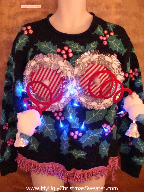 Christmas Cinnamon Rolls Horrible 80s Naughty Ugly Christmas Sweater with Lights