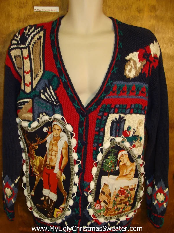 Christmas Fairy Lights Hottie Guy Ugly Christmas Sweater