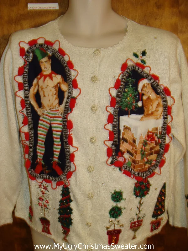 Christmas Mantel Decor Hottie Guy Ugly Christmas Sweater