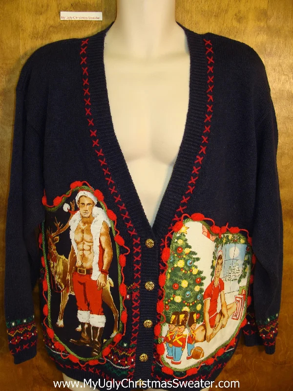 Christmas Holly Wreath Hottie Guy Ugly Christmas Sweater