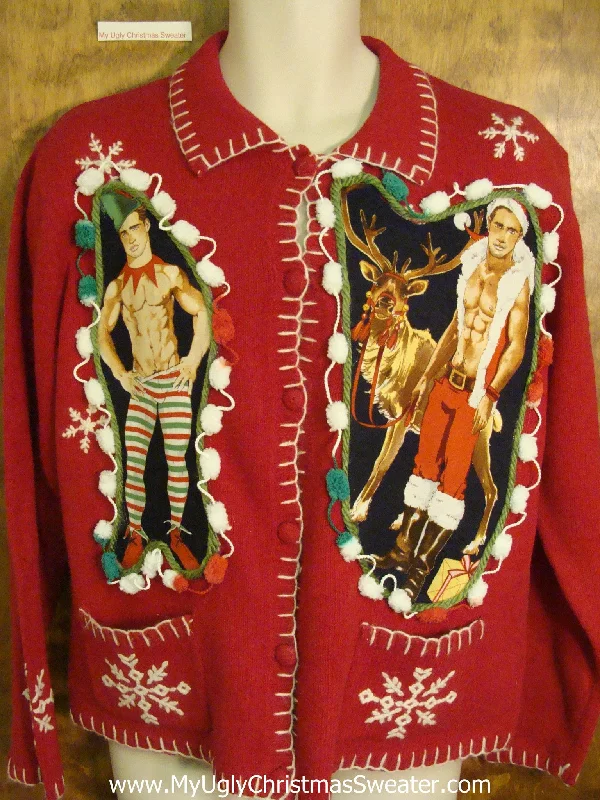 Christmas Santa Surprise Hottie Guy Ugly Christmas Sweater