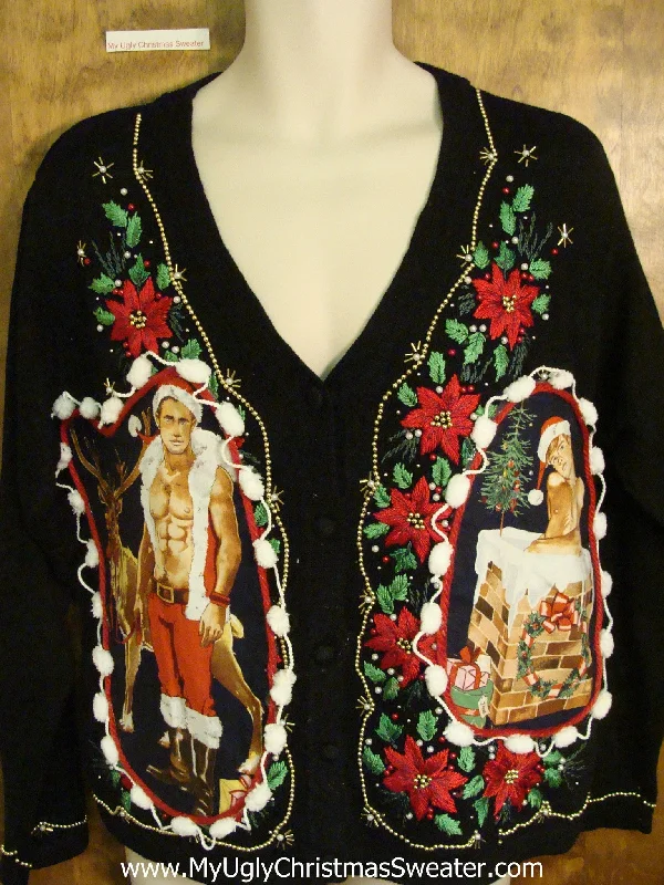 Christmas Twinkling Lights Hottie Guy Ugly Christmas Sweater