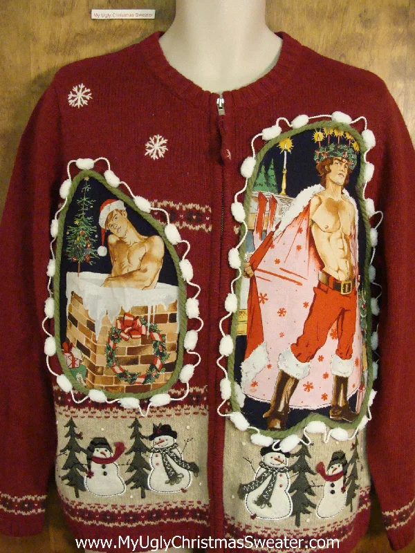 Christmas Wrapped Gifts Hottie Guy Ugly Christmas Sweater