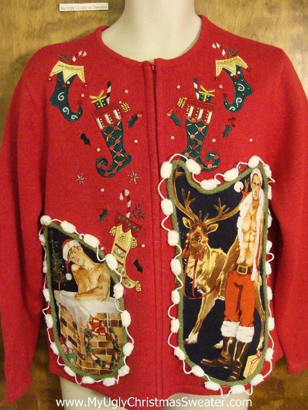 Christmas Baking Smells Hottie Guy Ugly Christmas Sweater with Funny Stockings