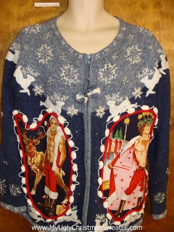 Christmas Presents Galore Hottie Guy Ugly Christmas Sweater with Reindeer