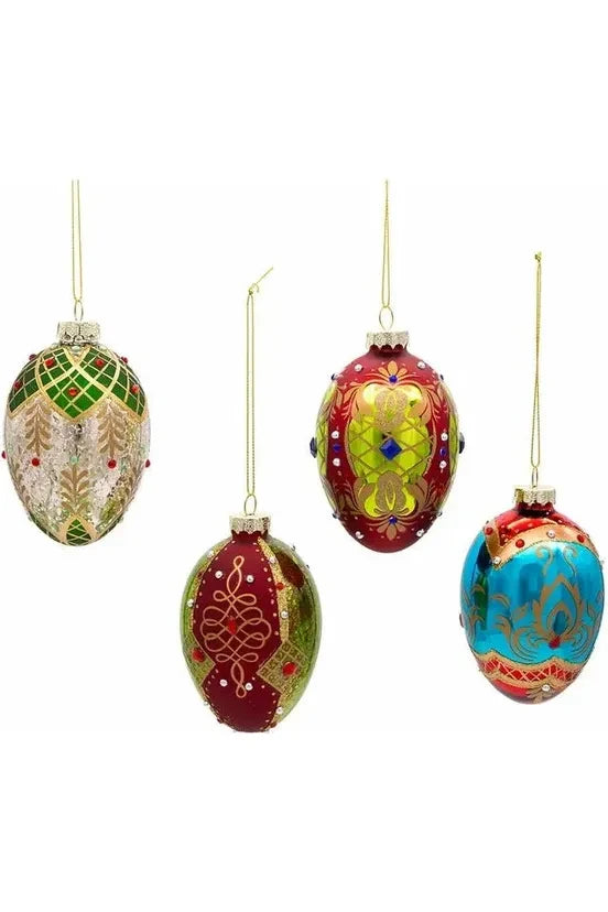 Kurt Adler 65MM Glass Egg Ornaments (4-Piece Set)