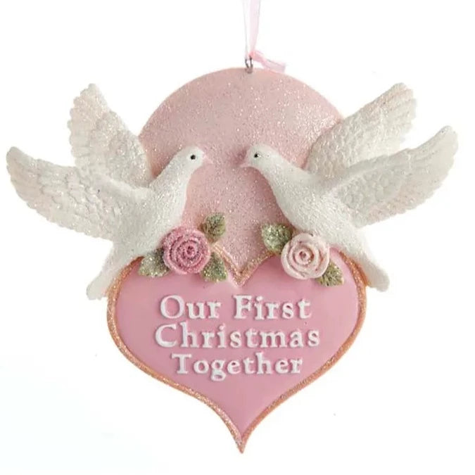 Kurt Adler Boho Chic "Our First Christmas Together" Dove Ornament