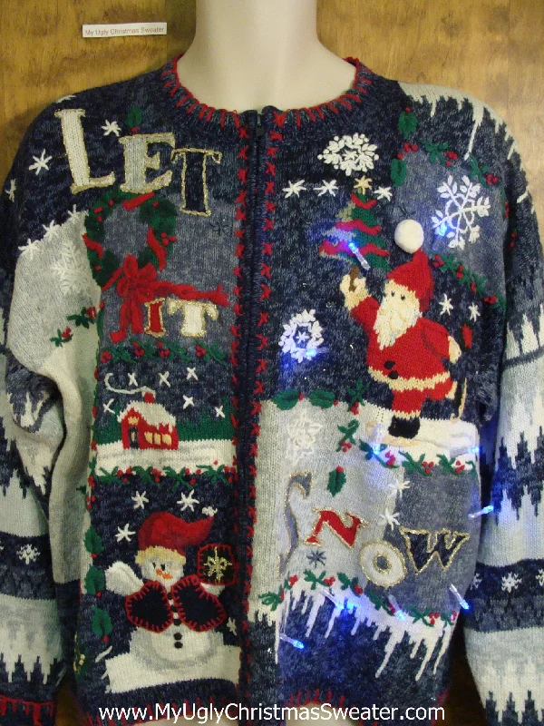 Christmas Christmas Countdown LET IT SNOW Christmas Sweater with Lights